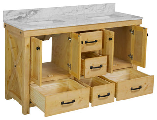 Tuscany 60" Bathroom Vanity, Drift Wood, Carrara Marble, Double