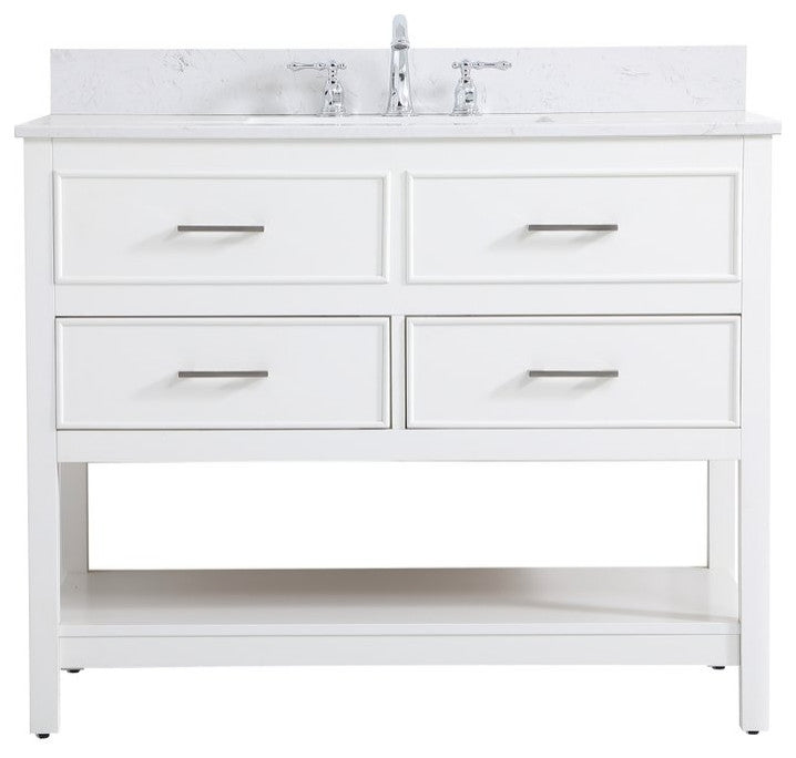 Skylar 42" Single Bathroom Vanity, White, With Backsplash