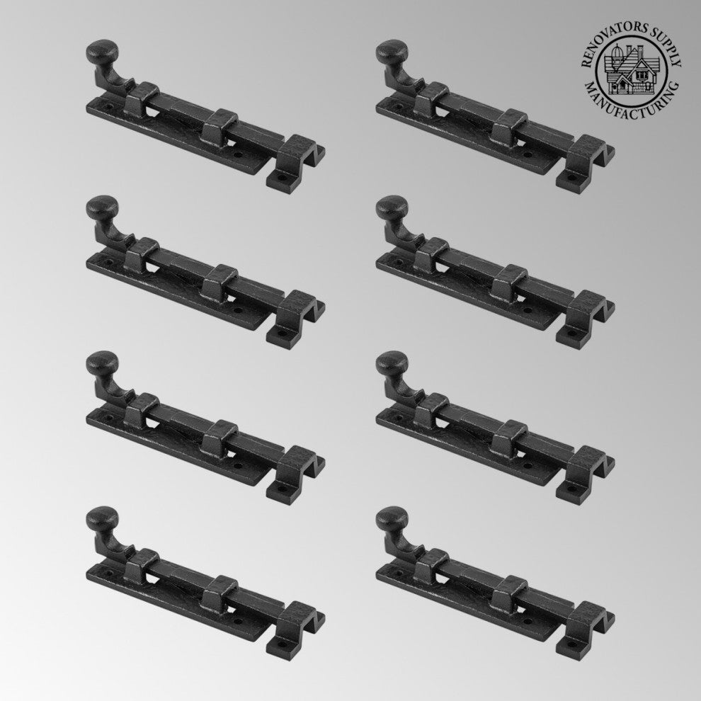 Black Wrought Iron  Cabinet or Door Slide Bolt 4" W Pack of 8