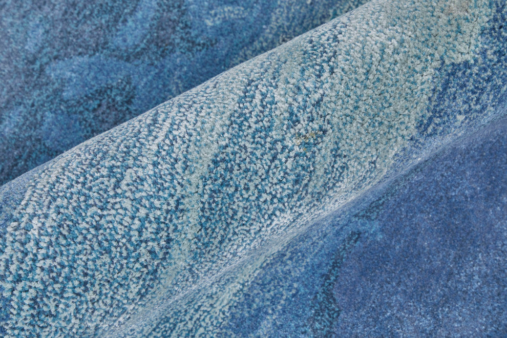 Ramiro R8921 Transitional/Industrial/Casual Rug, Blue/Ivory, 10'x14'