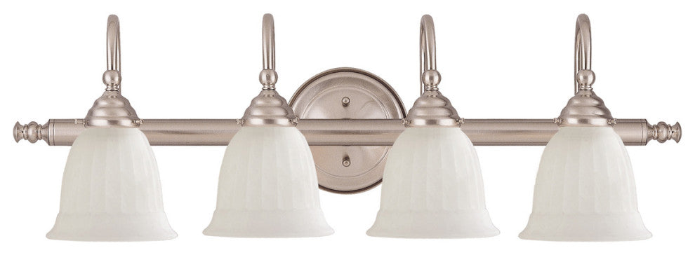 Brunswick Bath Vanity 4-Light Bath Vanity Fixture Vanity, Satin Nickel