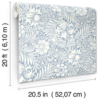 Wedgewood Blue Modern Acanthus Peel & Stick Wallpaper