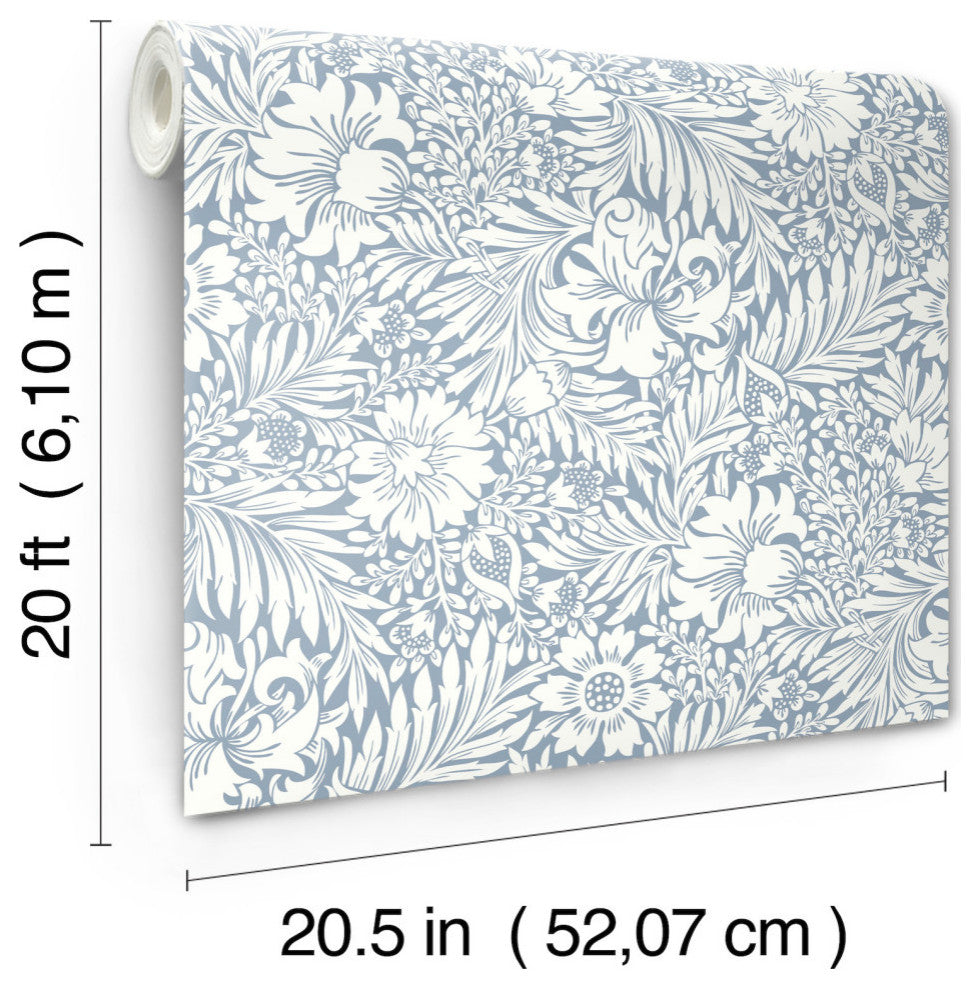 Wedgewood Blue Modern Acanthus Peel & Stick Wallpaper