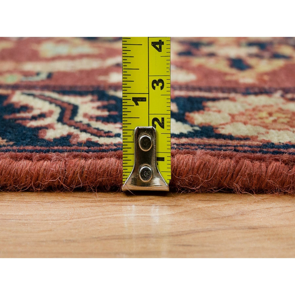 Rust Red Antiqued Sarouk Re-Creation Pure Wool Hand Knotted Rug, 2'x3'2"