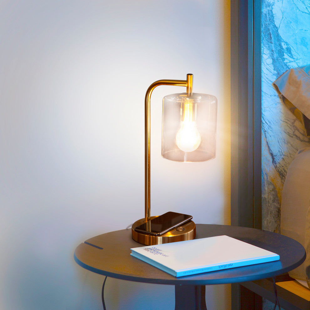 Brightech Elizabeth LED Desk Lamp with Wireless Charging Pad and USB Port