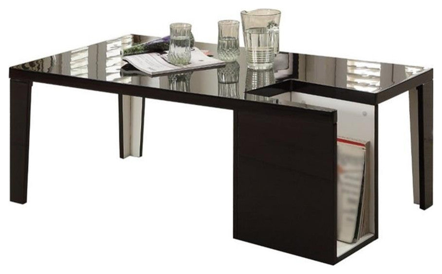 Furniture of America Lucio Contemporary Wood Coffee Table with Storage in Black