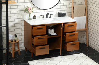 Home Living Modern Natural Oak-Light Bathroom Vanity, Teak, 48"