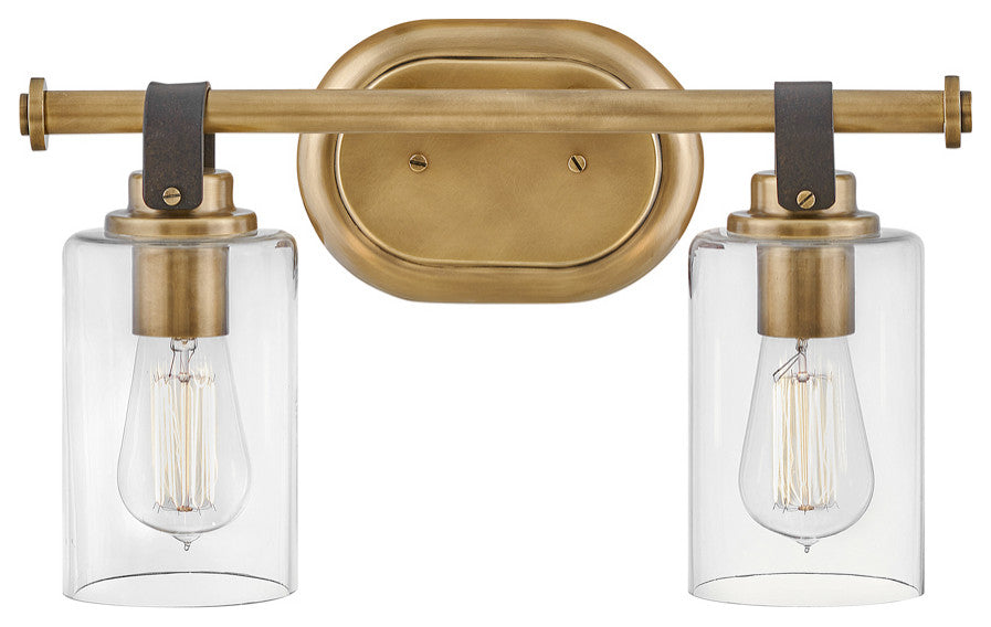 Hinkley Halstead Small Two Light Vanity, Heritage Brass