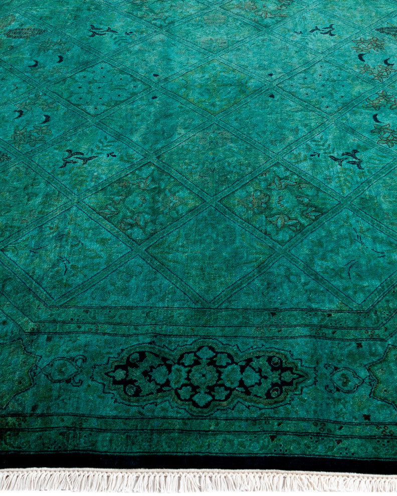 Fine Vibrance, One-of-a-Kind Hand-Knotted Area Rug Green, 6'1"x6'1"