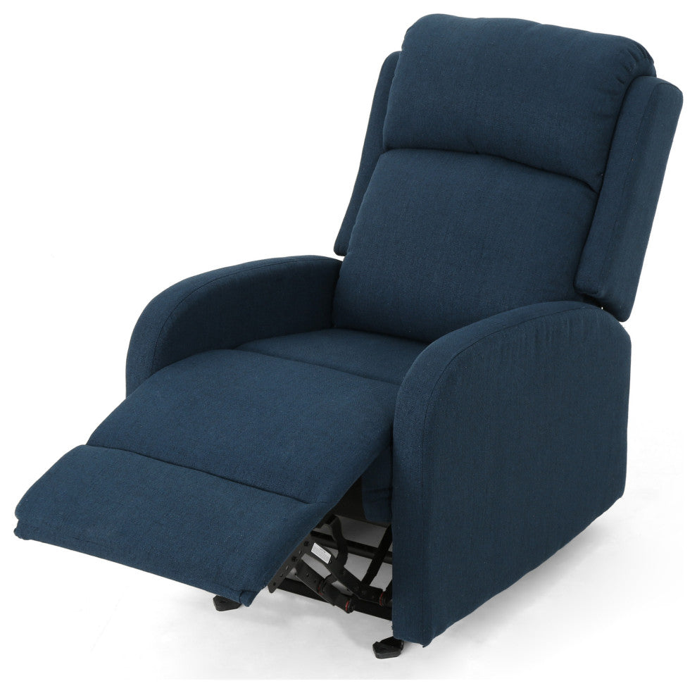 GDF Studio Ava Fabric Rocking Recliner, Navy Blue/Black