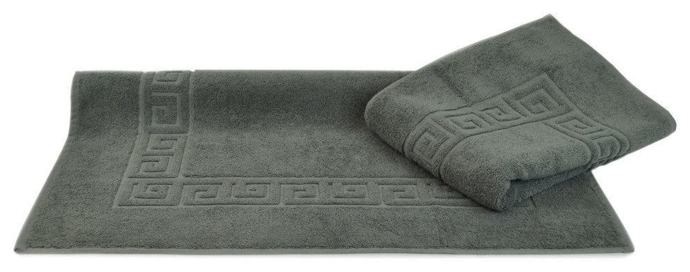 Luxury Hotel and Spa Greek Key Bath Mat, Set of 2, Gray