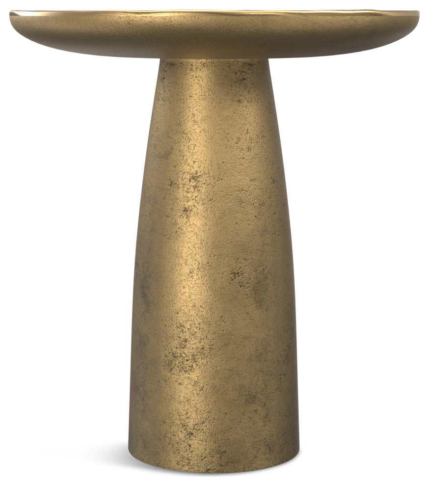 Dominique Cast Aluminum Side Table in Antique Brass