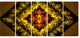 Cabalistic Yellow Fractal Design, Abstract Wall Art Canvas, 60"x28", 5 Panels