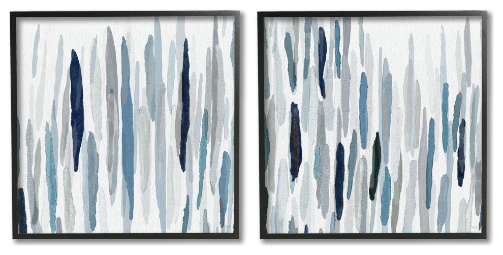 Abstract Brushed Rainfall Contemporary Modern Painting , 2pc, each 24 x 24
