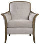 Weathered Exposed Wood Curved Arm Chair, Beige Taupe Living Room