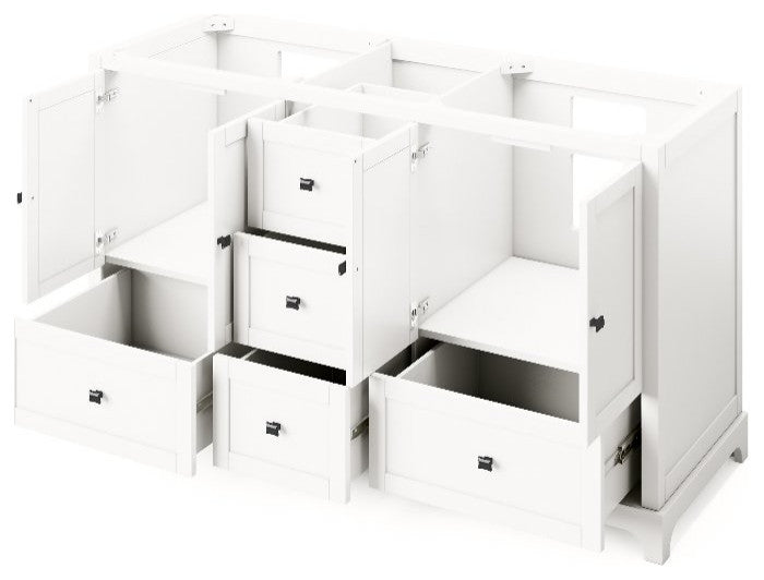 Addington Modern 60" White Double Sink Vanity, Boulder Cultured Marble Vanity To