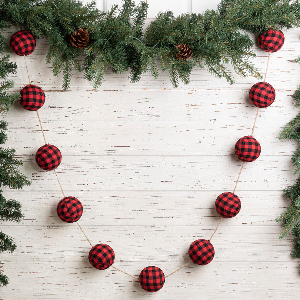 2pk 6'L Red and Black Plaid Fabric Garland
