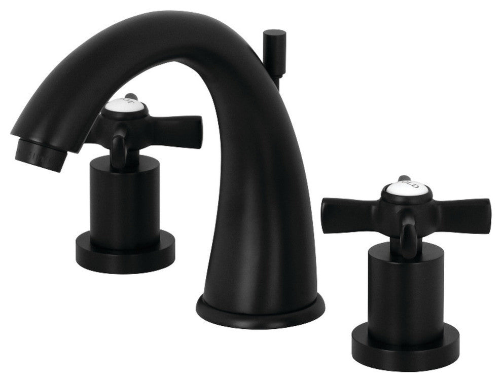 Kingston Brass Widespread Bathroom Faucet With Brass Pop-Up, Matte Black