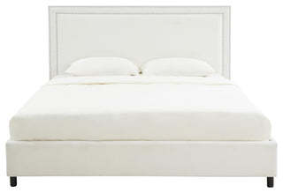 TOV Furniture Reed White Velvet Bed in Queen