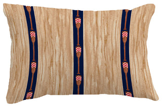 Oar Stripe Trio Stripe Print Throw Pillow With Linen Texture, Navy, 14"x20"
