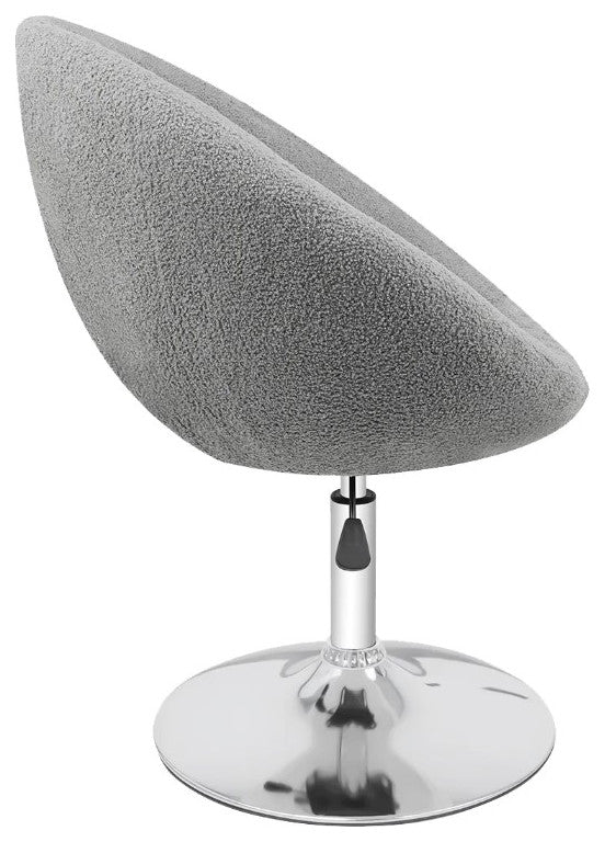 Antoinette Round Tufted Vanity Chair, Gray Boucle