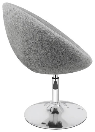 Antoinette Round Tufted Vanity Chair, Gray Boucle
