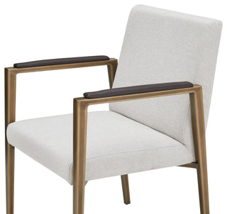 Modrest Sanders Modern Off-White Fabric + Brass Dining Chair