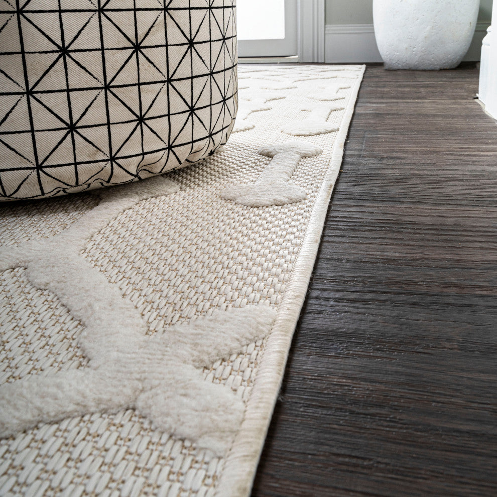 Peralta Moroccan Diamond Indoor/Outdoor Ivory 5 ft. x 8 ft. Area Rug
