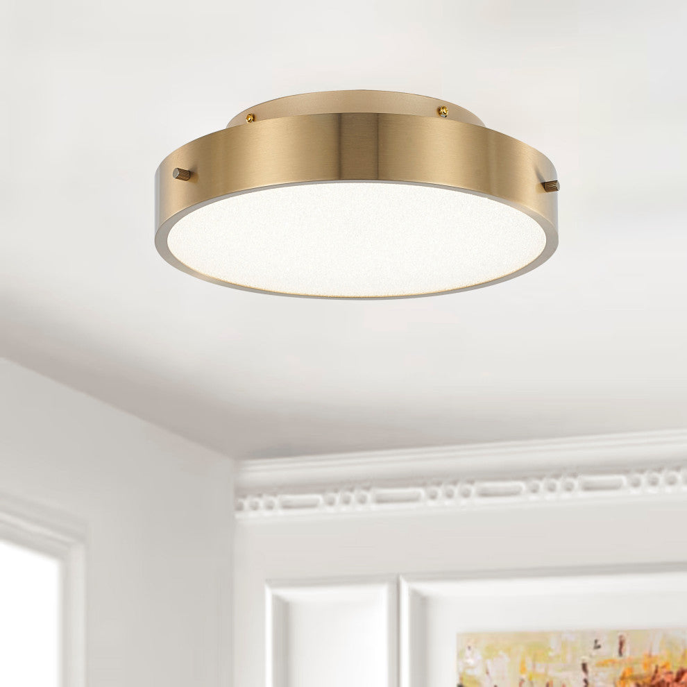 Bethel International FT102FM12BR 1-Light LED Flush Mount, Brass