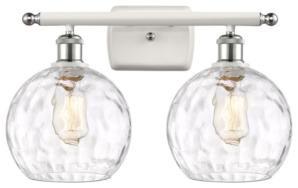 Innovations 516-2W-WPC-G1215-8 2 Light Bath Vanity Light, White, Polished Chrome