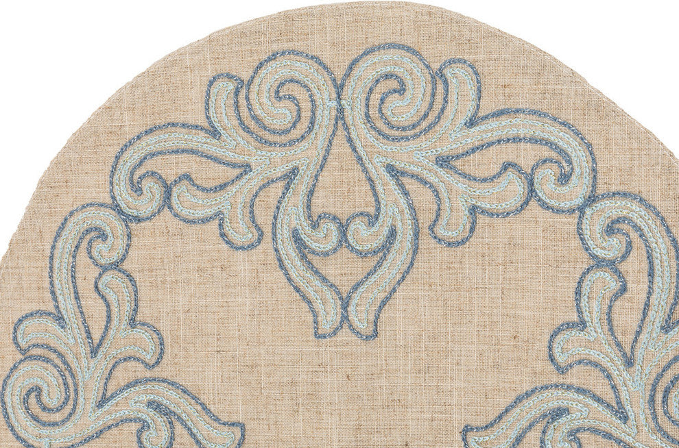 Celeste Glistening Embroidered Placemats, Natural, 14"x 20", Set of 4