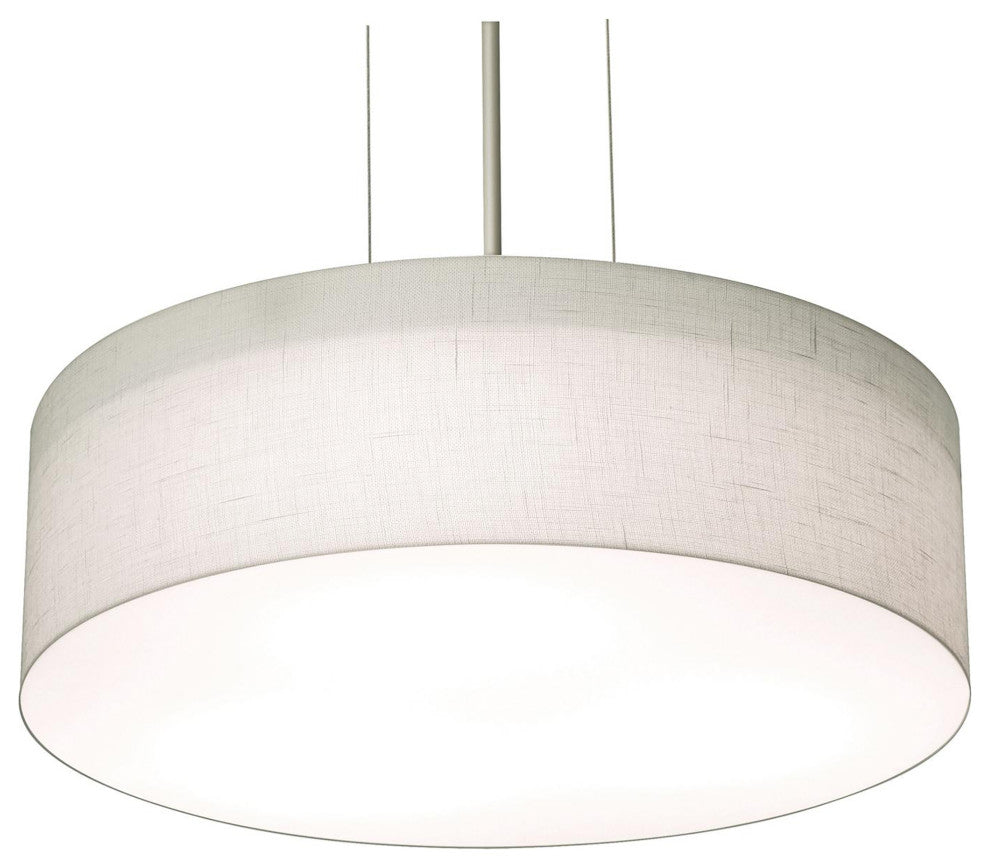 Anton LED Pendant, Satin Nickel Finish, Linen White, 12"