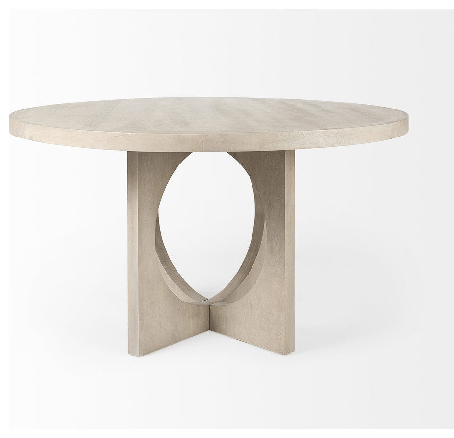 Light Natural Wood Round Geometric Dining Table