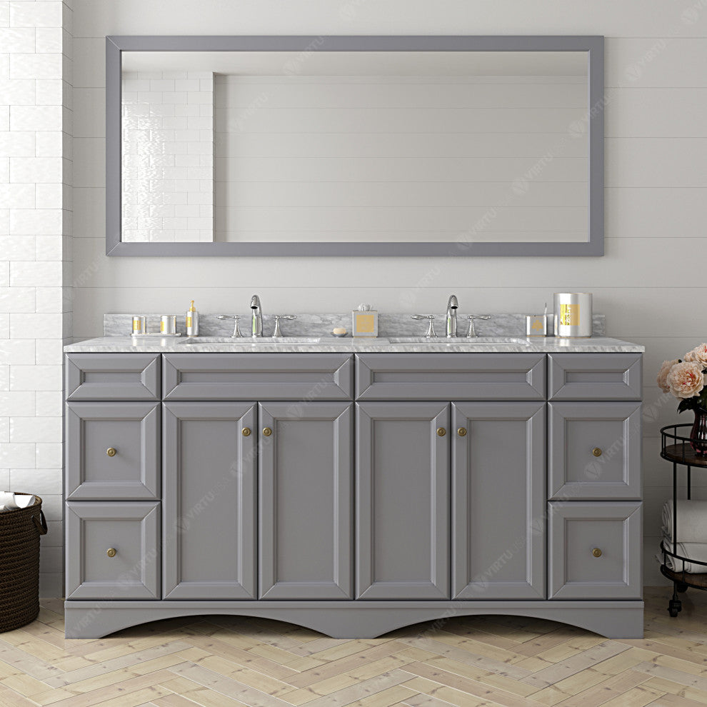Talisa 72" Double Bathroom Vanity, Gray, No Mirror