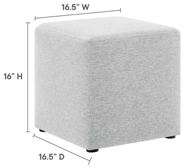 Callum 17 Square Woven Heathered Fabric Upholstered Ottoman