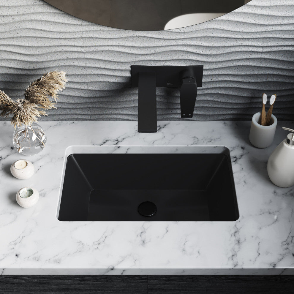 Voltaire 21" Rectangle Undermount Bathroom Sink, Matte Black