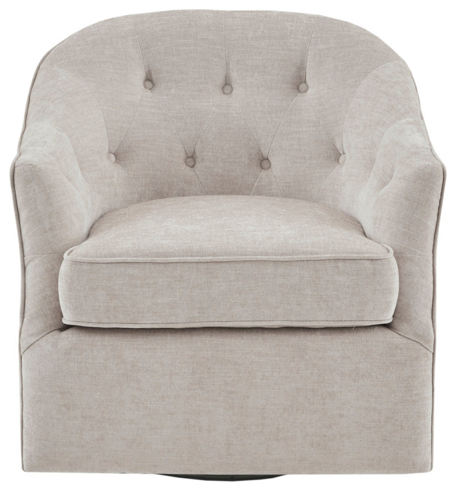 Madison Park Calvin Curved Wide Back Swivel Accent Chair, Ivory