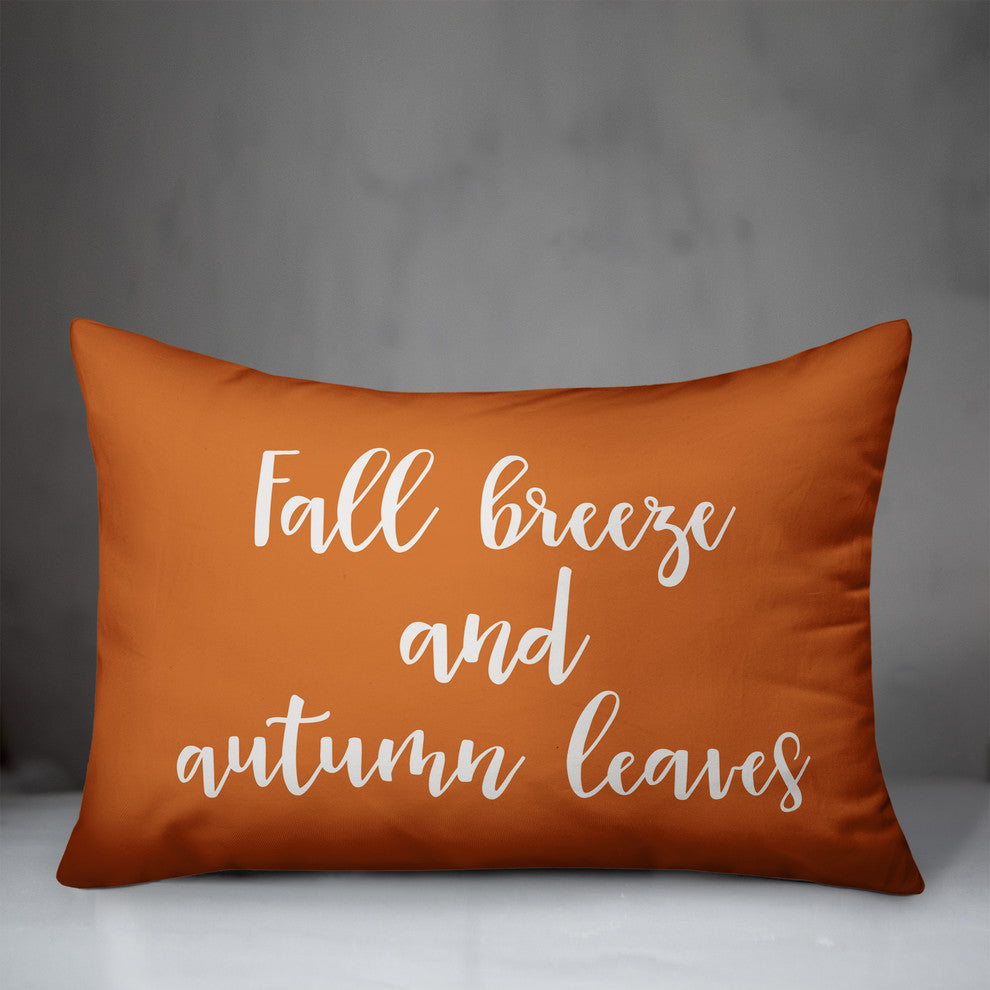 Fall Breeze and Autumn Leaves Lumbar Pillow, Orange, 14"x20"