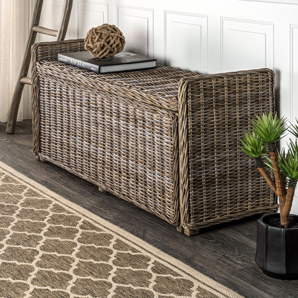 Happimess Naples 47.50" Wicker Trunk Storage Bench, Gray