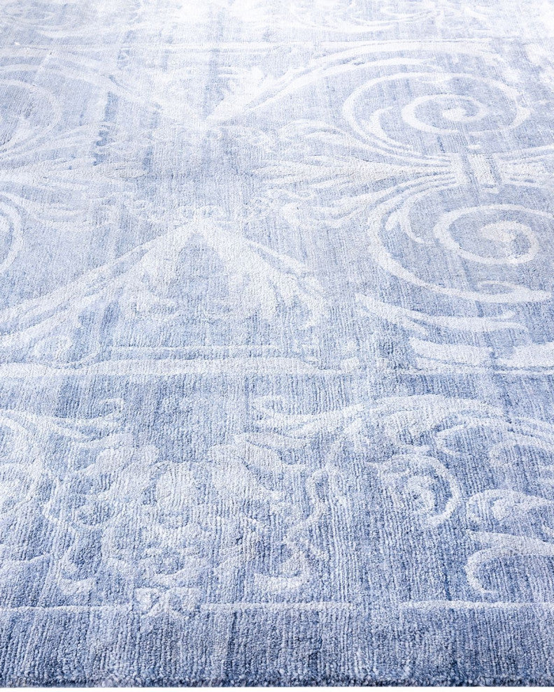Modern, One-of-a-Kind Hand-Knotted Area Rug - Blue, 8' 1" x 10' 1"