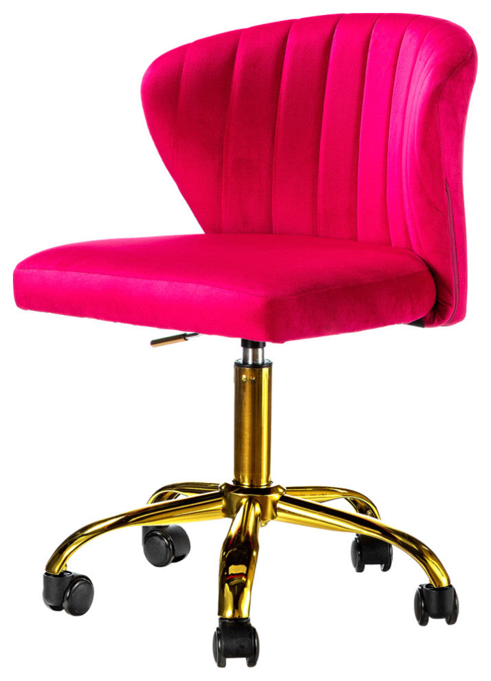 Swivel Task Chair With Tufted Back, Fushia