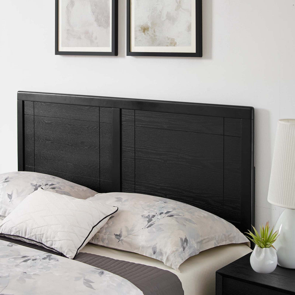 Platform Bed Frame, King Size, Wood, Black, Modern Mid-Century, Bedroom Master