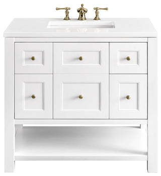 Breckenridge 36" Single Vanity, Bright White,  White Zeus Quartz Top
