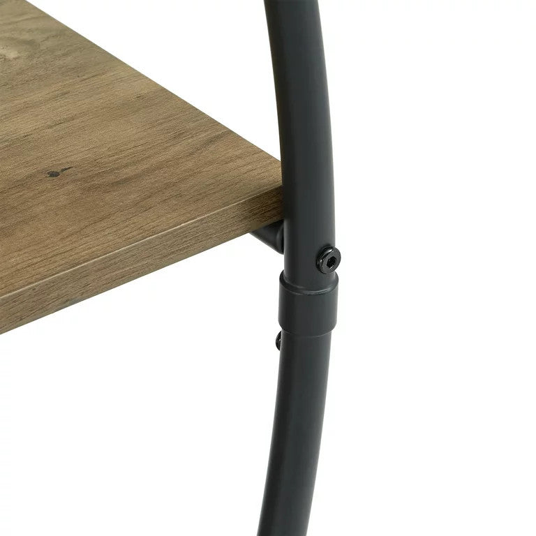 Unique Bookcase, Round Design With Black Metal Frame With Multiple Open Shelves