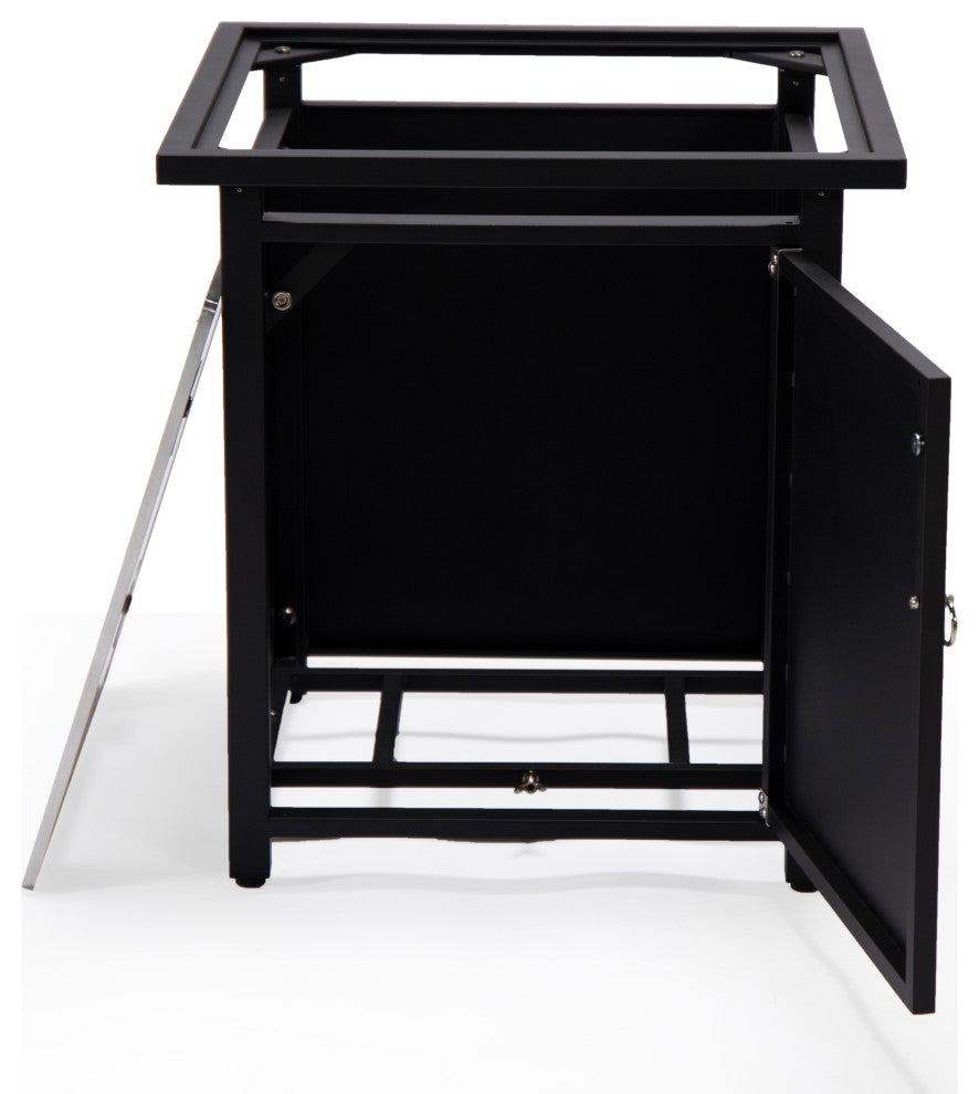 LeisureMod Walbrooke Square Fire Pit Table and Tank Holder, Black