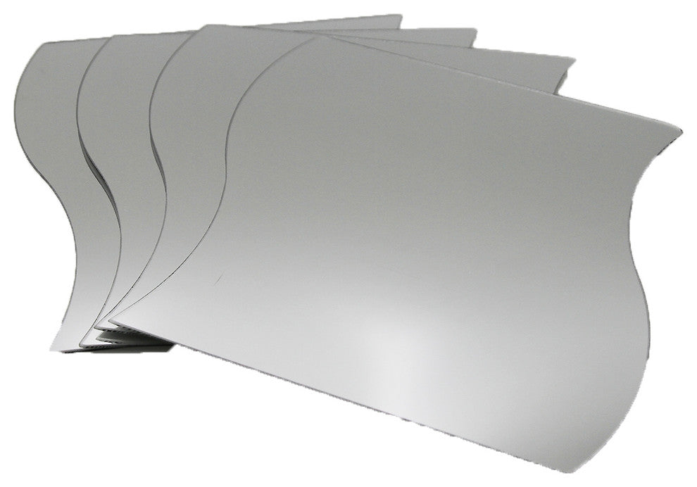 Small Decorative Wall Self Adhesive Shaped Mirrors, Set of 4, Wave