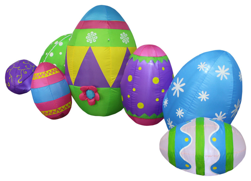 Long Easter Inflatable 7 Easter Eggs, 8'