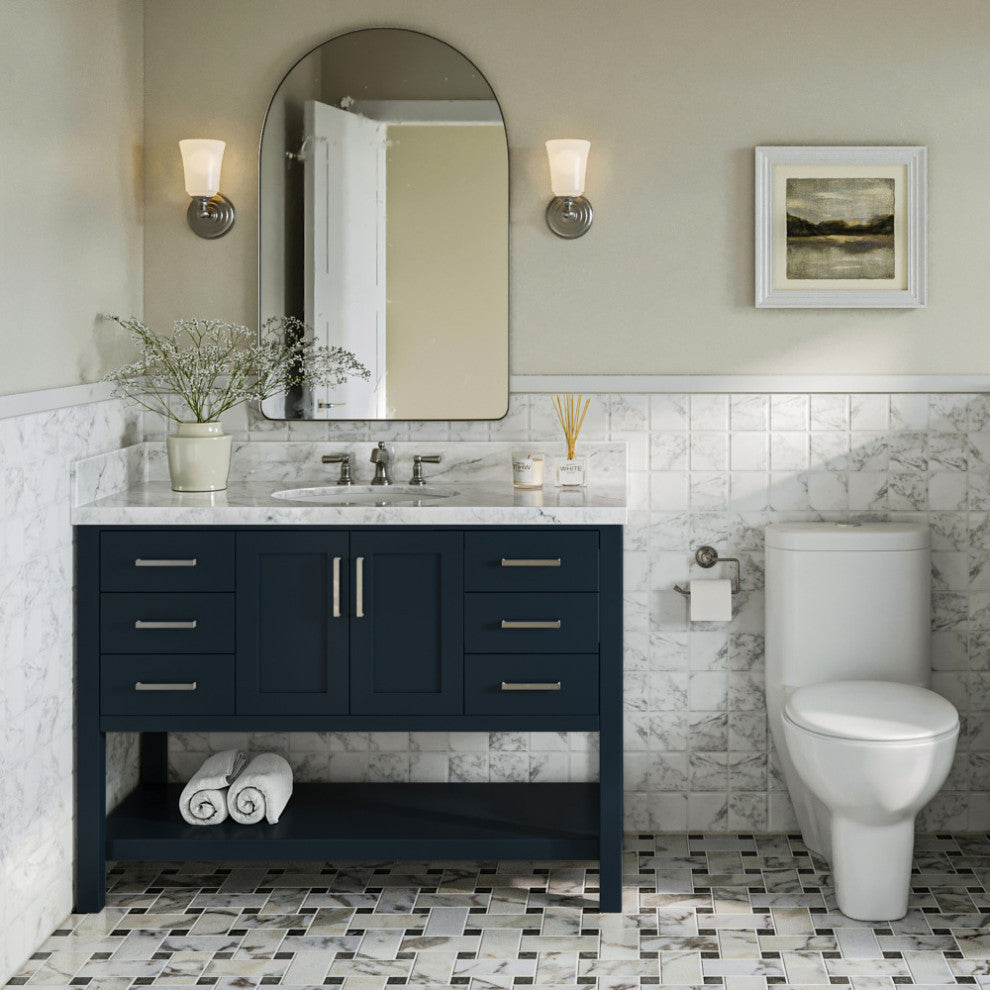 Ariel Magnolia 49" Oval Sink Bath Vanity Carrara Marble Gray