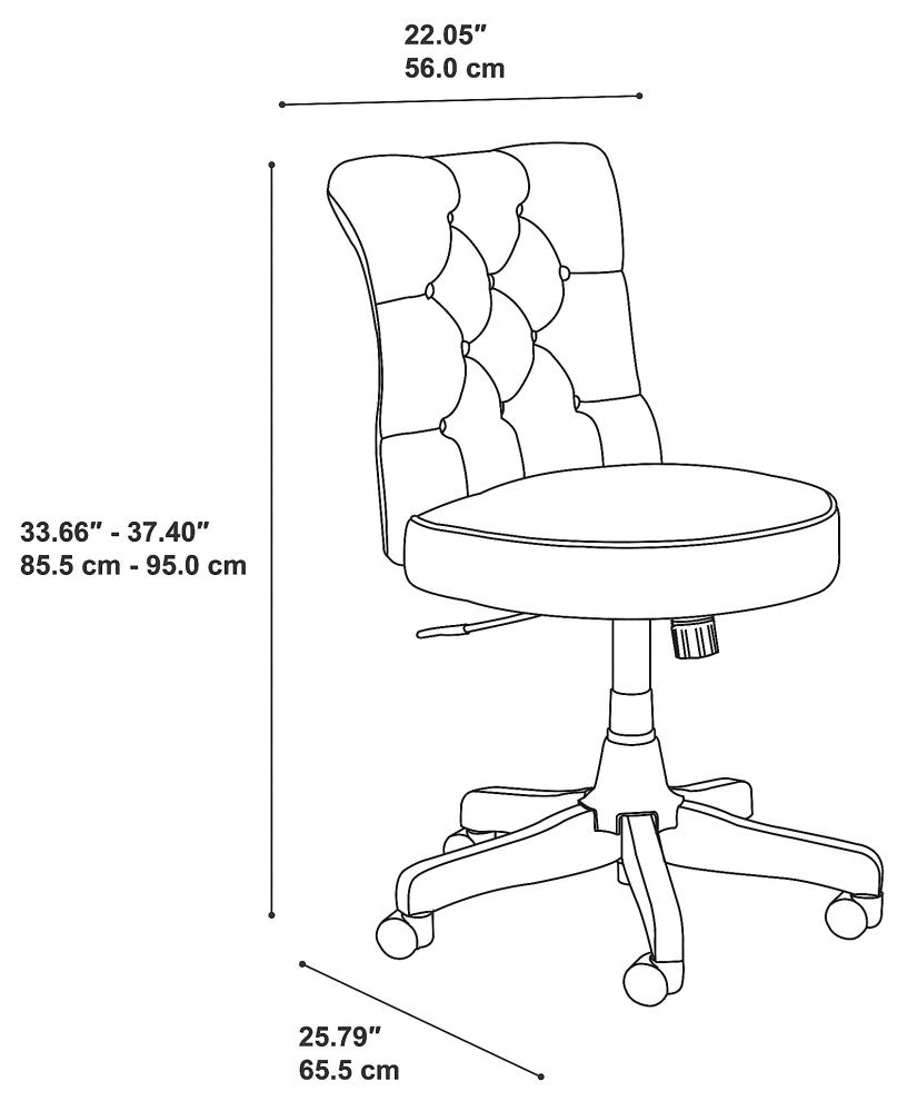 Key West Mid Back Tufted Office Chair, Light Gray Fabric