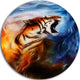 Gentle Tiger Portrait Collage, Animal Digital Art Round Wall Art, 23"